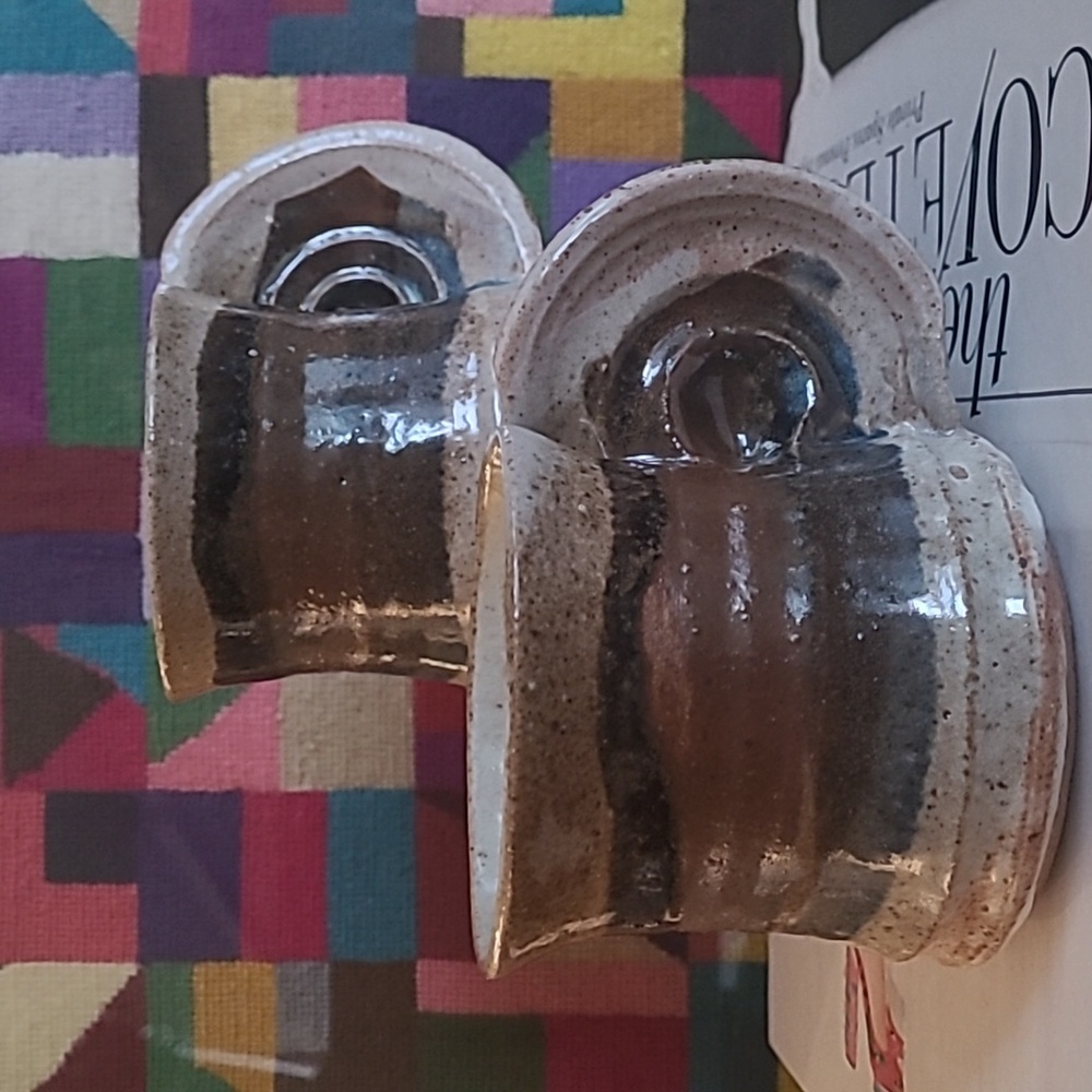 HANDCRAFTED STUDIO POTTERY STONE MUGS SET OF 2